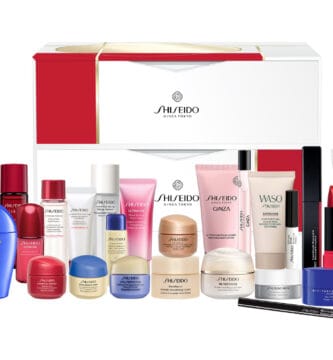 La caja y los productos del Calendario de adviento Shiseido 2025
