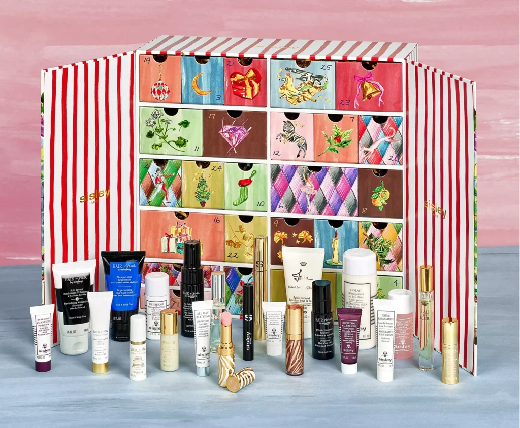 La caja y los productos del Calendario de adviento Sisley 2025
