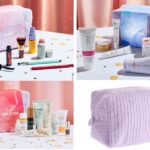 Las tres The Little Luxuries 2024 de Cult Beauty y la bolsa en la que se presentan