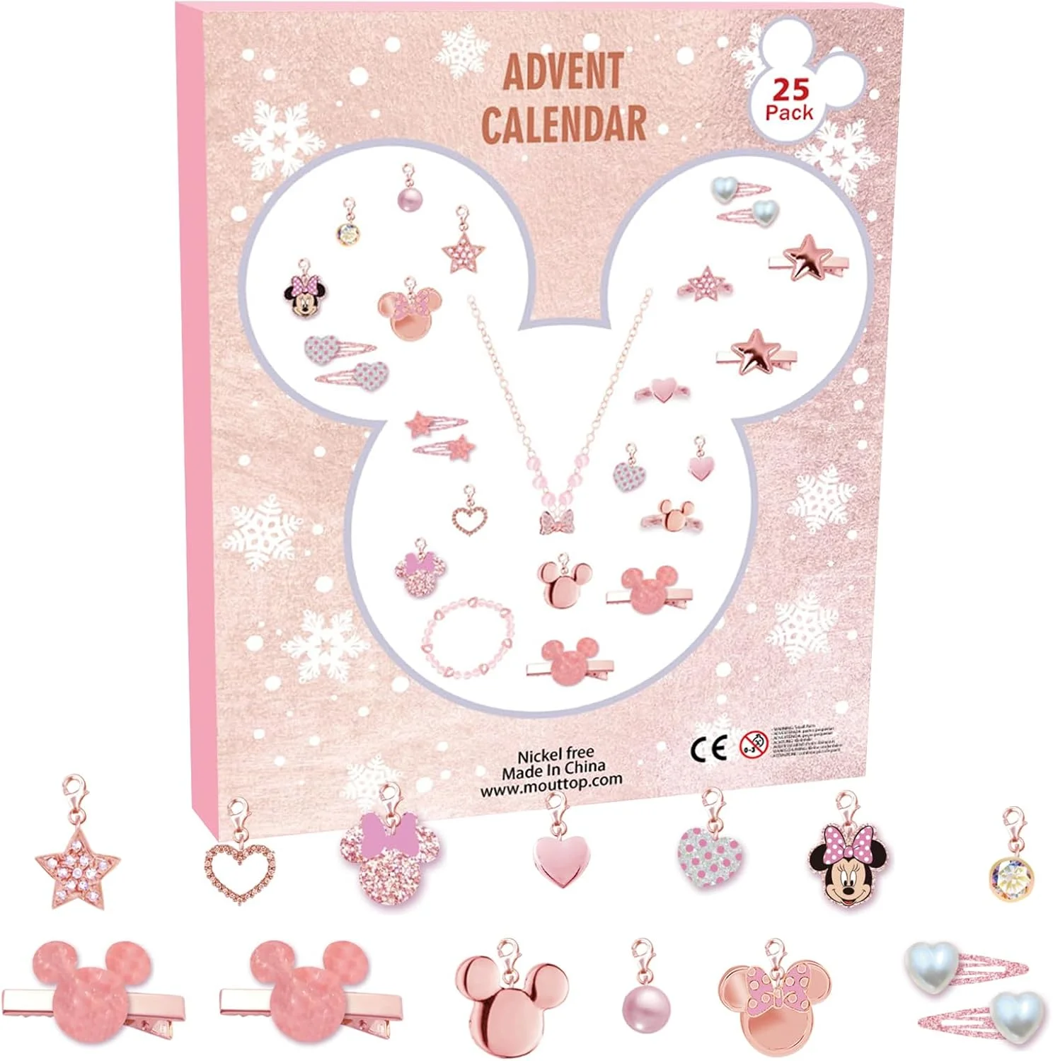 Calendario de Adviento de bisutería de Minnie Mouse 2021 La caja del calendario de Adviento de bisutería de Minnie Mouse 2021