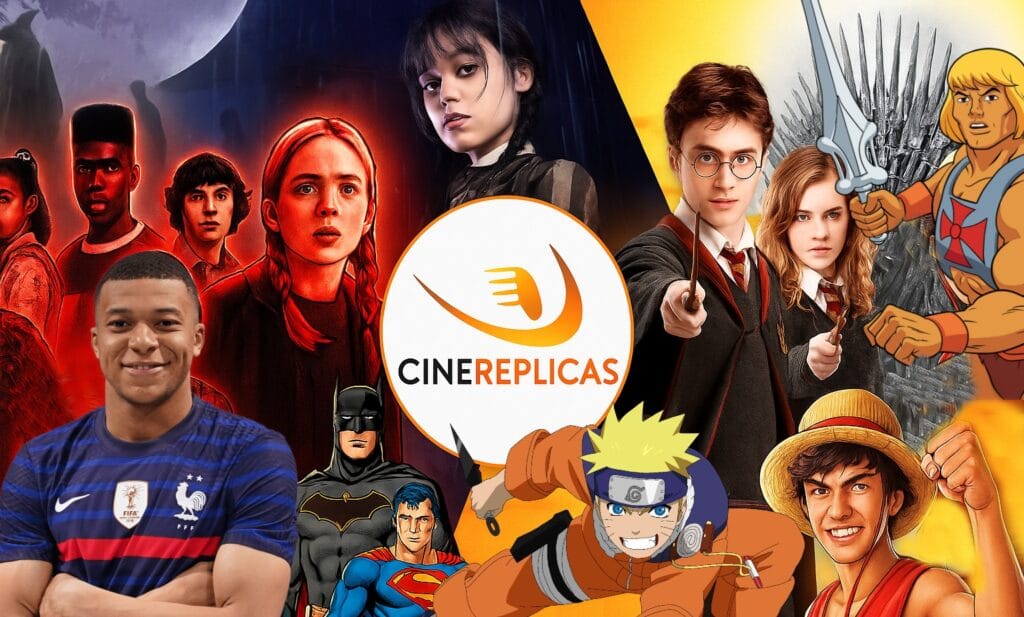 Calendarios de adviento de Cinereplicas 1 Personajes de cultura pop protagonistas de calendarios de adviento de Cinereplicas con el logo de la marca en el centro de la imagen