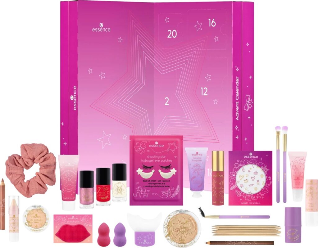 Calendario Essence Santa’s Sweetest Surprises 2024, por 34,99 euros 1 La caja rosa y los productos del Calendario Essence Santa’s Sweetest Surprises 2024