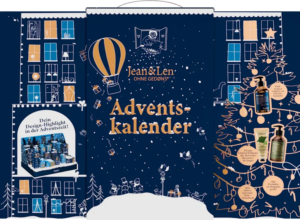 Frontal de la caja del Calendario de aAdviento Jean & Len 2025