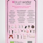 La parte trasera de la caja del Calendario de adviento Brushworks 2025, con la imagen de los productos que incluye